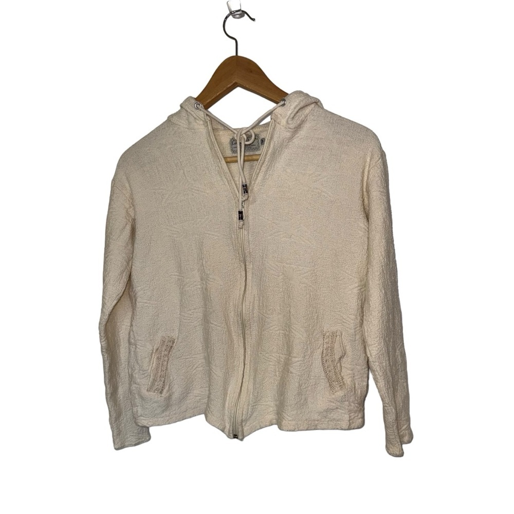 Cotton Salsa Sweater Hooded Cropped Zippered Sweatshirt
